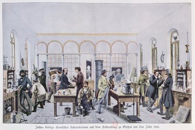 View of the chemistry laboratory of Baron Justus von Liebig at Giessen by Carl Friedrich Wilhelm Trautschold